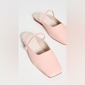 Mansur Gavriel pink square toe Mary Jane mules